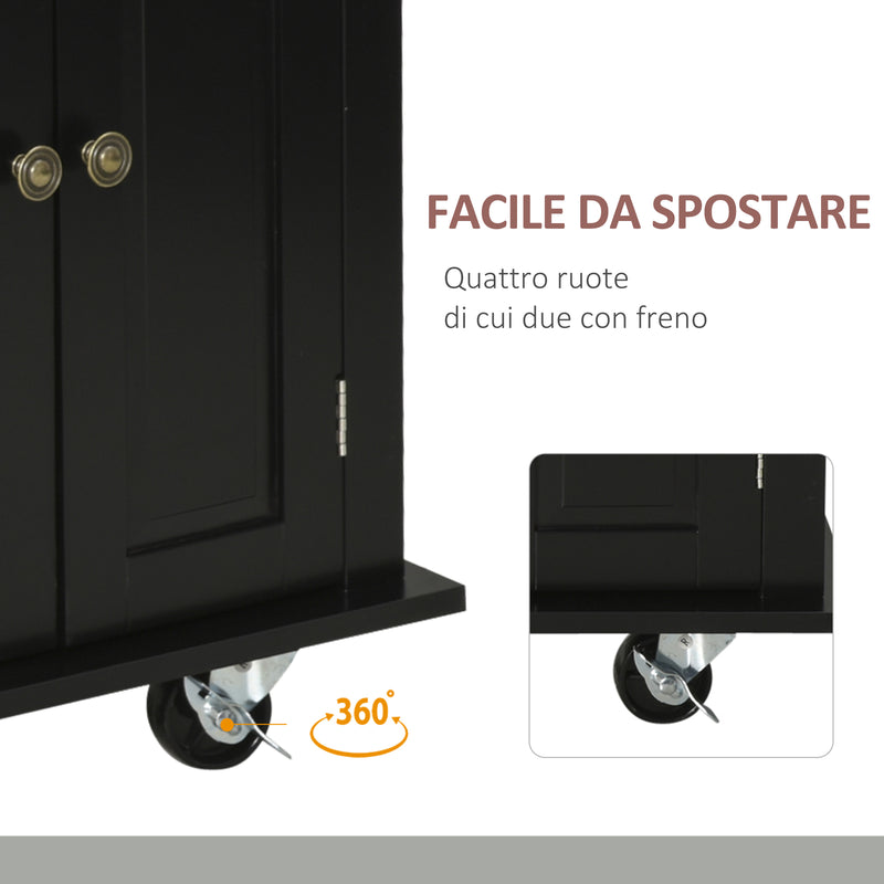 Carrello da Cucina Portavivande con Cassetti 111x44,5x82,5 cm in Legno e MDF Nero-7