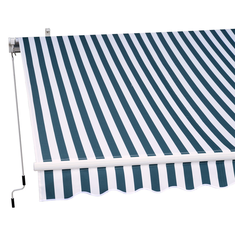 Tenda da Sole Avvolgibile a Parete 3.5x2.5m in Alluminio Verde e Bianco -5