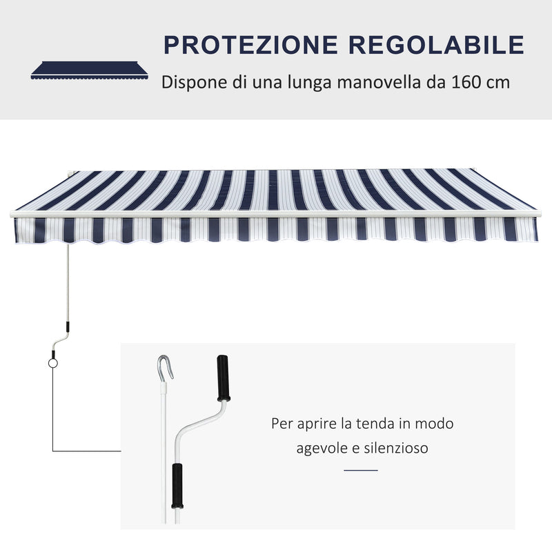 Tenda da Sole 295x250 cm in Alluminio e Poliestere Blu e Bianco-4