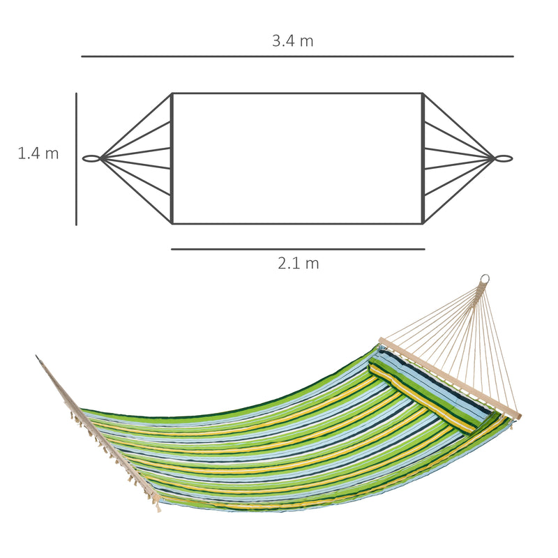 Amaca da Giardino 2 Posti 400x140 cm con Cuscino in Tessuto Multicolore-3