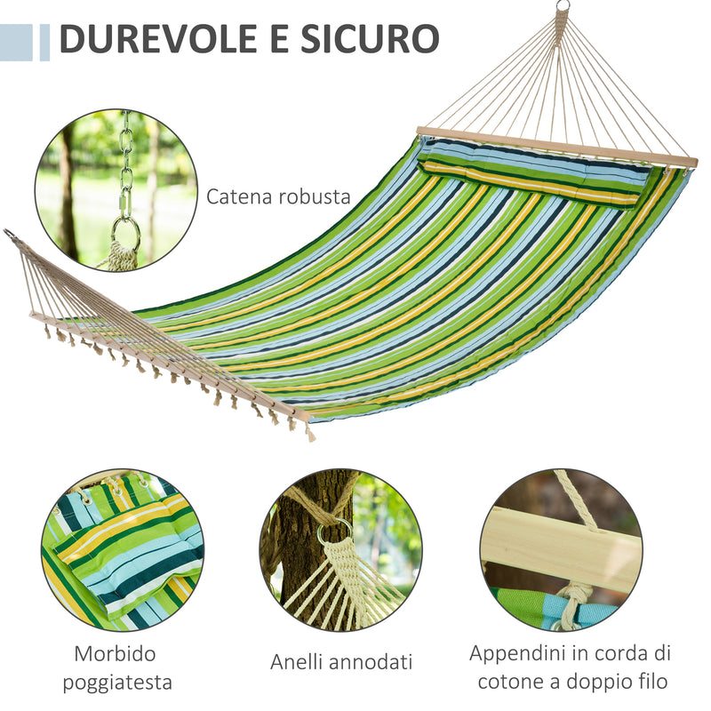 Amaca da Giardino 2 Posti 400x140 cm con Cuscino in Tessuto Multicolore-5