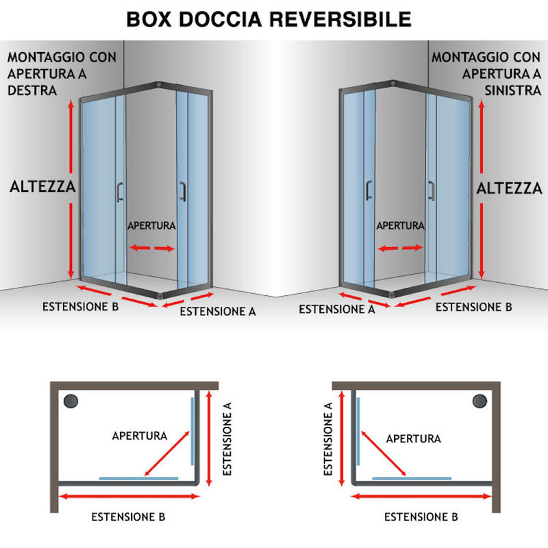 Box Doccia Semicircolare 2 Ante Scorrevoli In Cristallo Trasparente 6mm Fosterberg Aarhus Varie Misure-10