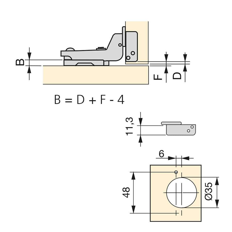 Cerniera a Scodellino 35 mm Collo Alto Chiusura Ammortizzata 100° Basette Euro 20 Pezzi Emuca-2