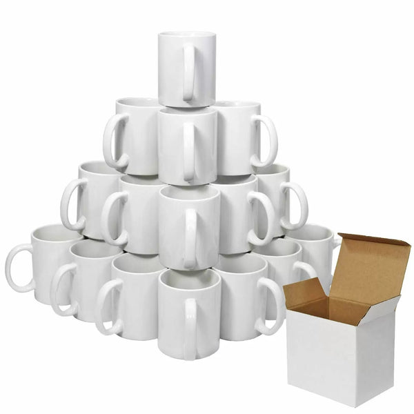 prezzo Set de 36 Mugs à Impression Personnalisée 325 ml en Céramique Blanche Avec Boîtes Blanches