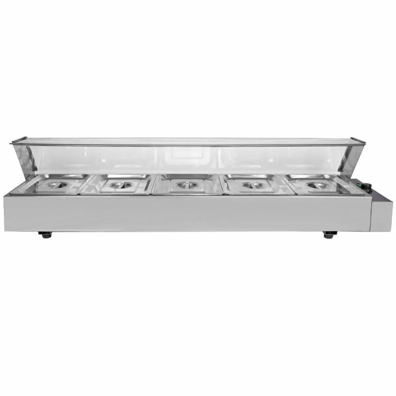 Espositore a Bagnomaria per Ristoranti Pizzerie con 5 Vaschette in Acciaio Inox-1