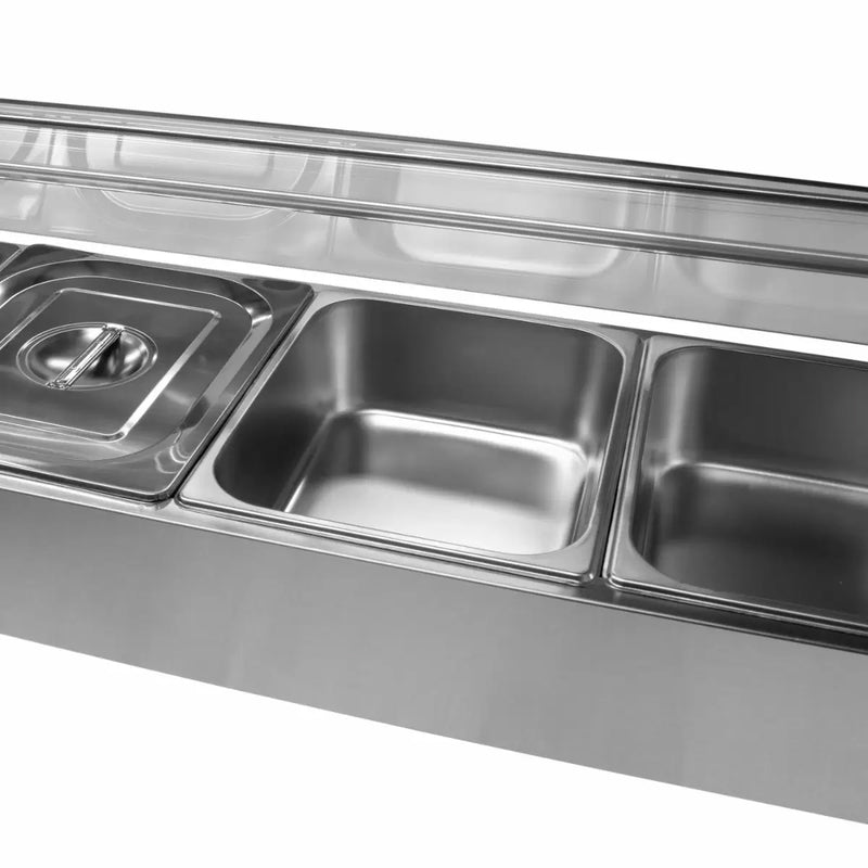 Espositore a Bagnomaria per Ristoranti Pizzerie con 5 Vaschette in Acciaio Inox-2