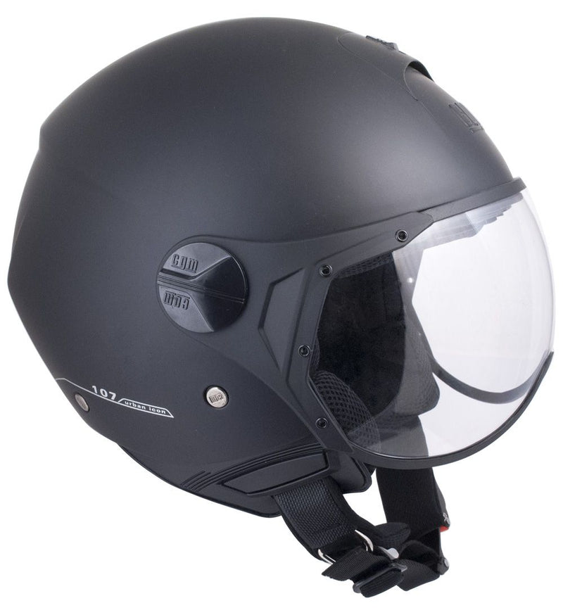 Casco Jet per Scooter Visiera Sagomata CGM Florence 107A Nero Opaco-1