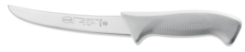 Coltello per Disosso Curvo Lama 16 cm Manico Antiscivolo Sanelli Skin Bianco-1