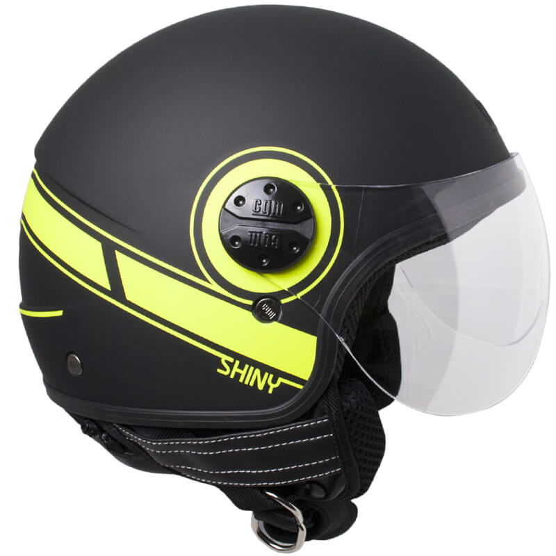 Casco Jet per Scooter Visiera Sagomata CGM Shiny 109S Giallo Fluo Opaco -1