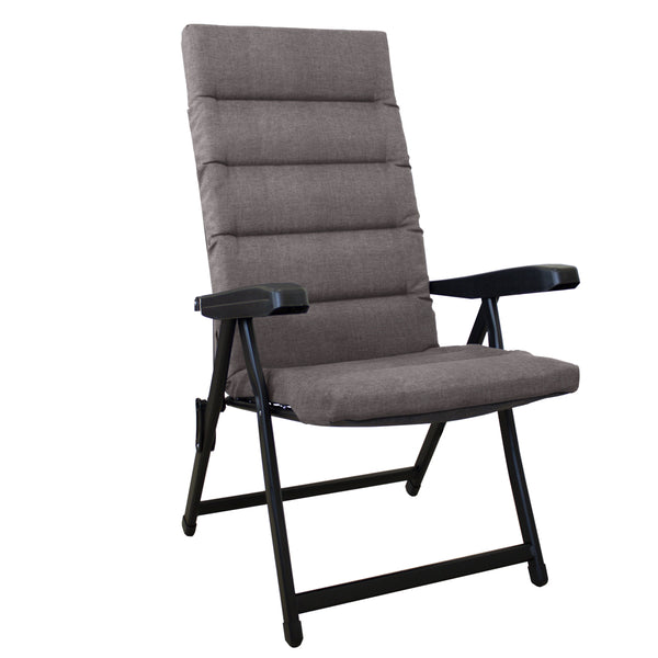 Chaise longue de jardin pliante inclinable 6 positions avec coussin gris tourterelle prezzo