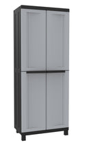 Armadio Portascope Modulare da Esterno 68x39x170 cm 2 Ante 4 Ripiani in Polipropilene Twist Grigio e Nero-1