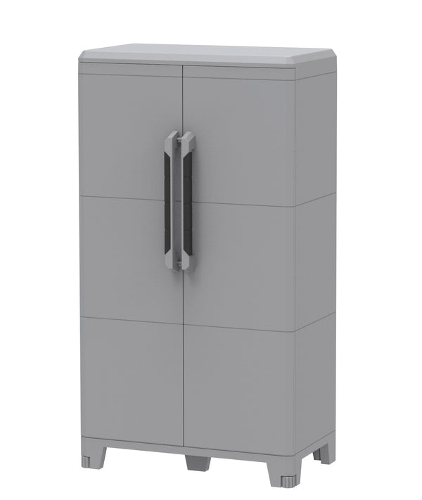 online Armoire à balais d'extérieur modulable 78x43,6x143 cm 2 portes 2 étagères en polypropylène transformable gris et noir