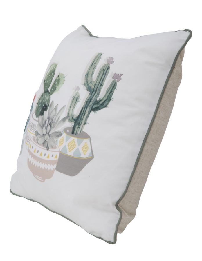 Cuscino Cactus 45x45 cm Poliestere Bianco e Verde-4