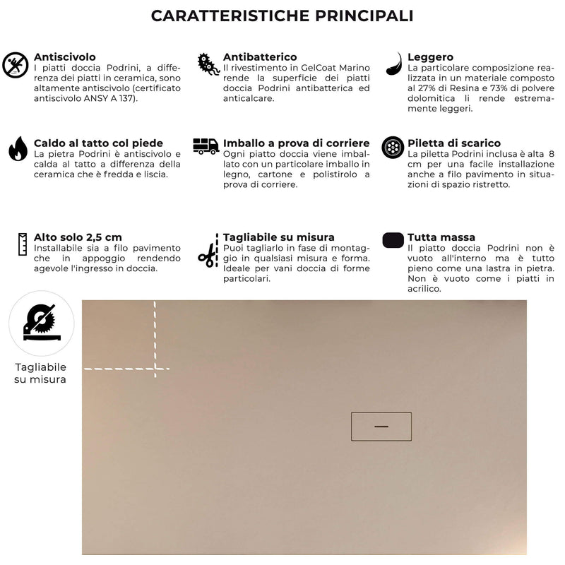 Piatto Doccia in Pietra Bonussi Manila Crema Varie Misure-4