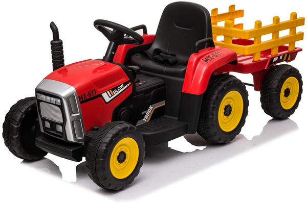 Tracteur électrique pour enfants 12V avec remorque rouge online