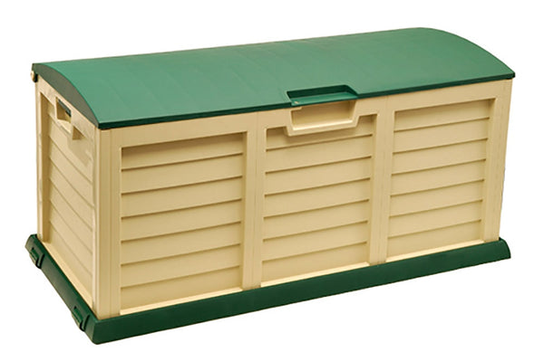 Coffre de coffre d'extérieur rectangulaire 140x61x69cm en résine avec roulettes Bauer beige et vert prezzo