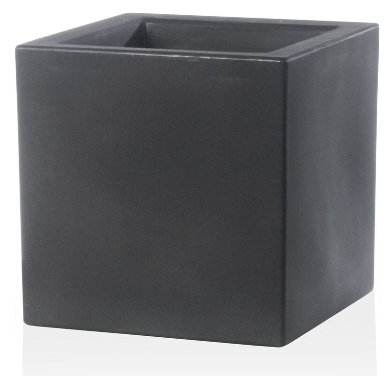 Vaso 25x25x25cm in Resina Tulli Schio Cubo Essential 25 Antracite-1