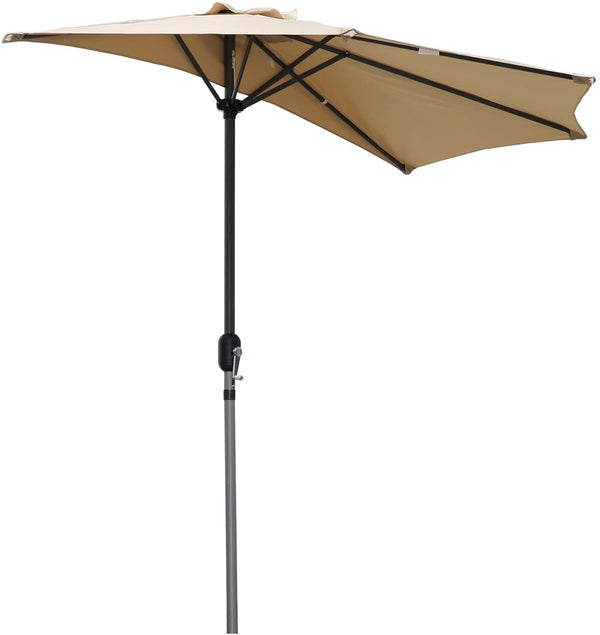 Demi Parasol de Jardin 270x135x200 cm en Acier et Tissu Beige prezzo