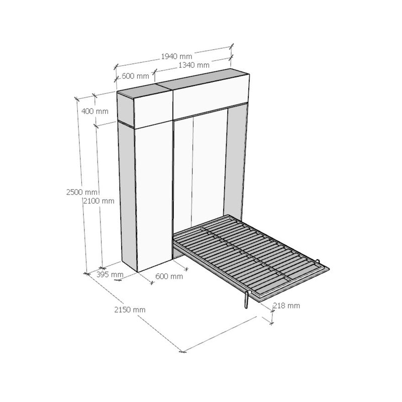 Letto 1 Piazza e Mezzo a Scomparsa Kentaro H250 cm Bianco-4