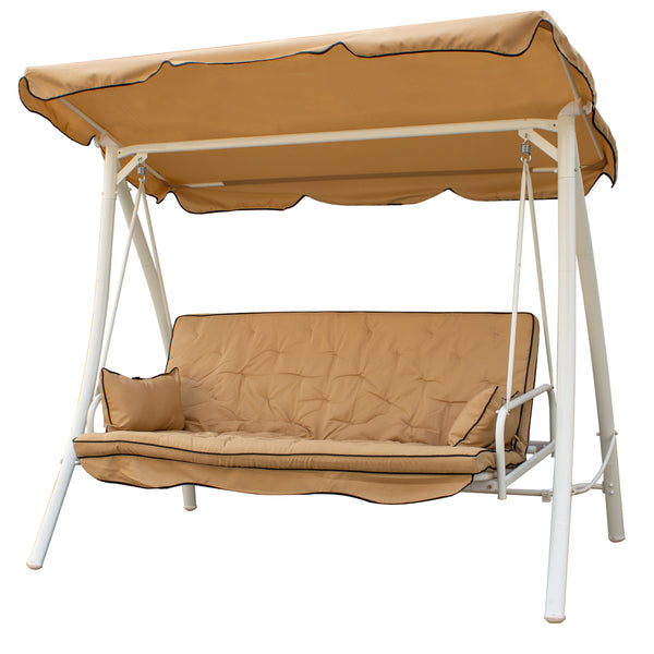 online Lit balançoire de jardin 3 places 199x90x176 cm en acier et polyester beige