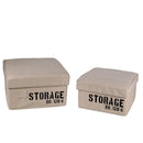 Set 2 Scatole in tessuto crema storage quadro pieghevole-1