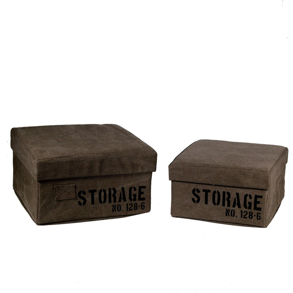 online Lot de 2 boîtes de rangement carrées pliables marron en tissu