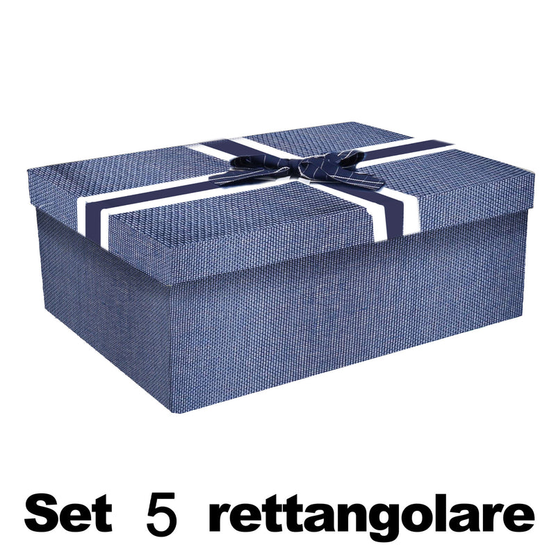 Set 5 Scatole cartone blu rettangolare -2