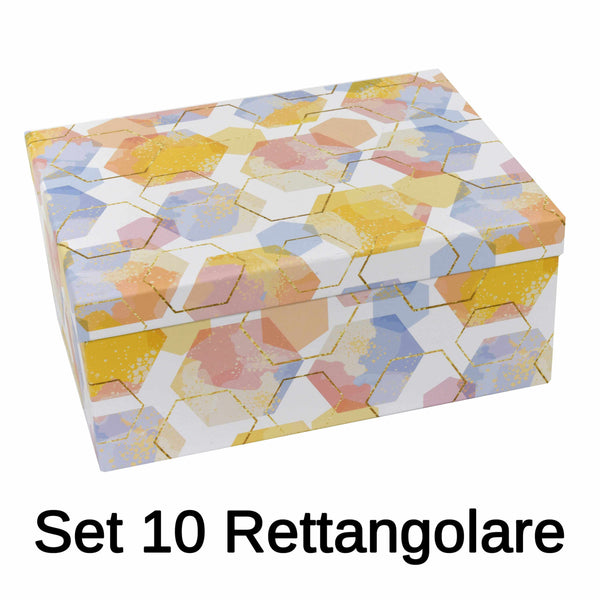 Lot de 10 cartons rectangulaires hexagone blanc prezzo