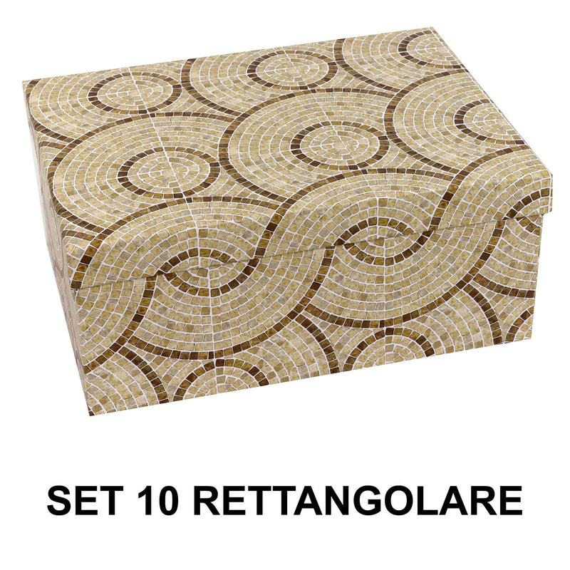 Set 10 Scatole cartone cerchi beige rettangolare -1