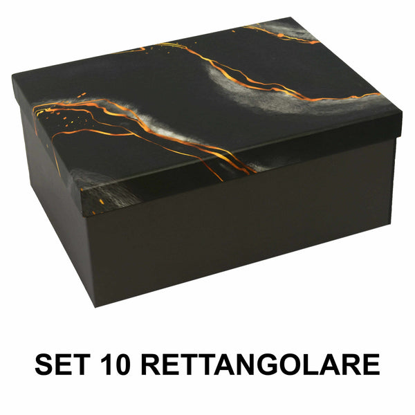 sconto Lot de 10 cartons rectangulaires effet marbre noir