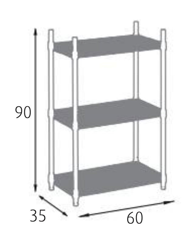 Scaffale in Acciaio Cromato 3 Ripiani 60x35x90 cm Fadi-2