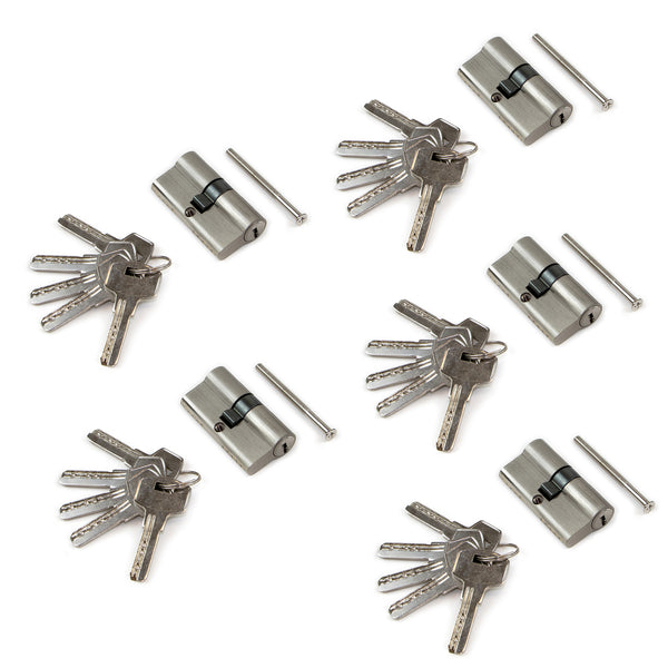 acquista Cylindre de serrure de porte Emuca en aluminium nickel satiné, levier de 30+30 mm de long, 5 clés