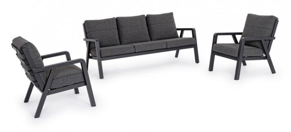 Salon de Jardin Canapé 2 Fauteuils avec Coussins Truman Anthracite acquista