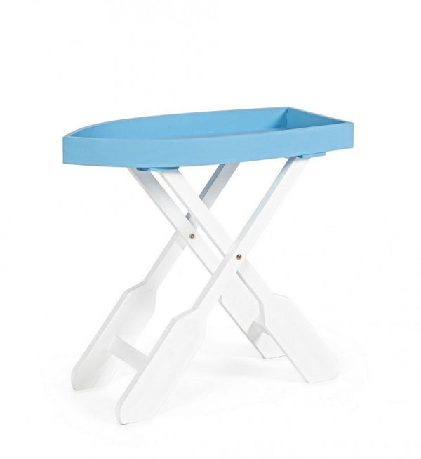 Table Gozzo 60x30x56 cm en bois blanc-bleu online