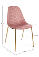 Set 4 Sedie Imbottite 48x55x85 cm Terry in Velluto Rosa-2