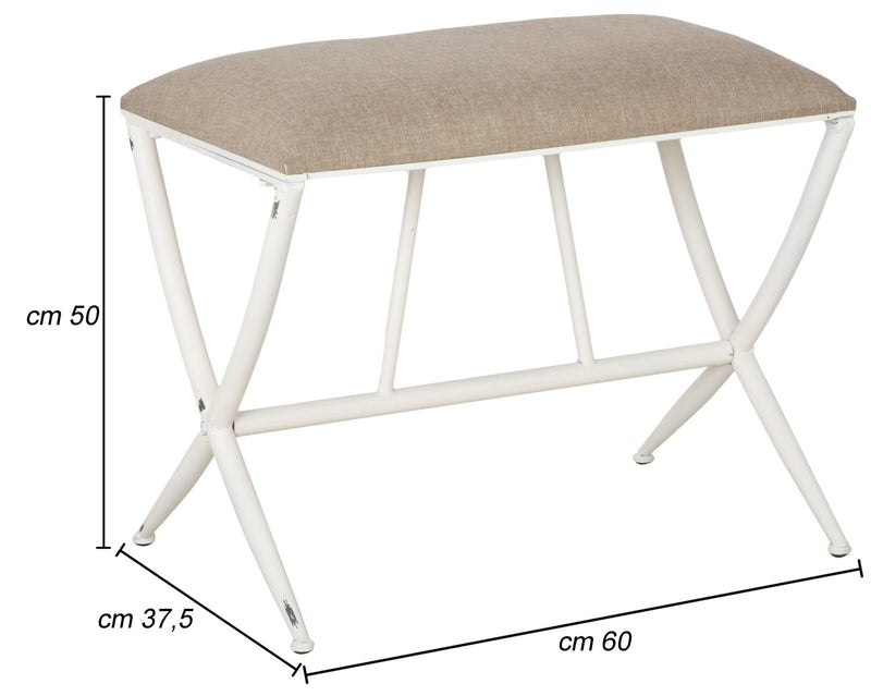 Panca Sarajevo in Ferro 60x37,5x50 cm in Ferro e Spugna e Lino-7