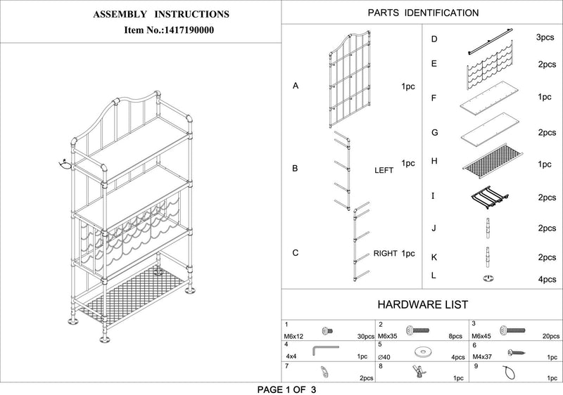 Mobile Porta Vivande Manhattan 99,3x42x185 cm in Ferro e MDF-8