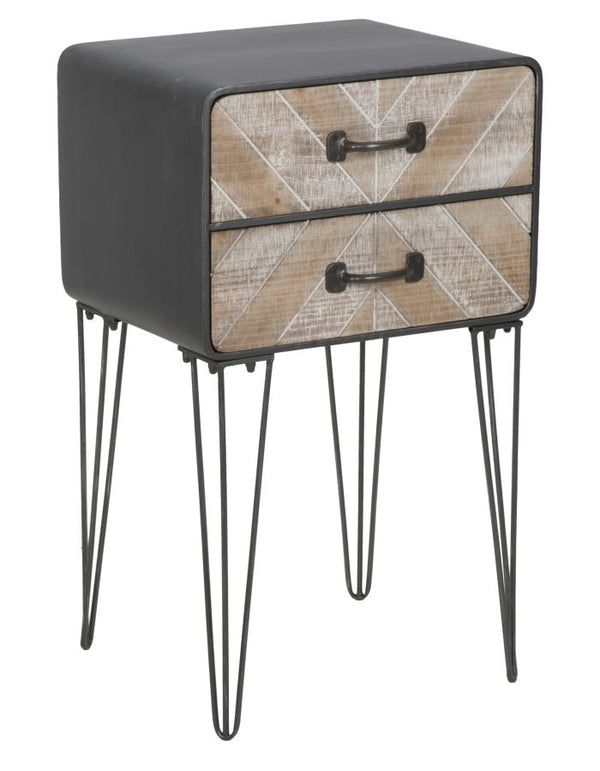 Oklahoma Armoire 2 Tiroirs 41x34,5x70 cm en Fer et MDF Marron et Noir online