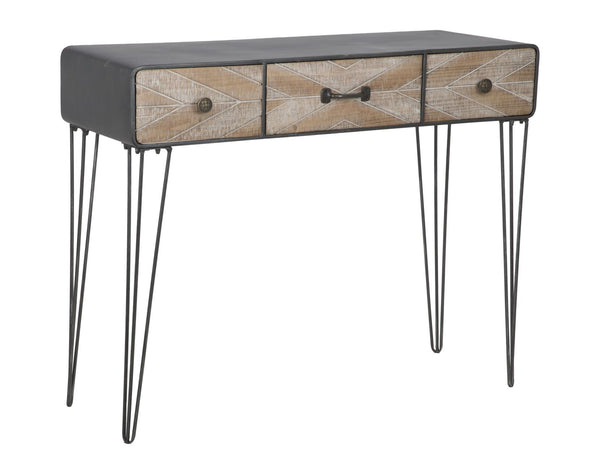 Oklahoma Console 100x38,5x80 cm en Fer et MDF Marron et Noir prezzo