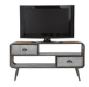 Porta Tv Illinois 120,5x40x61 cm in Ferro e Legno di Abete Grigio e Grigio e Naturale-9