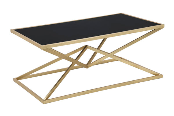 Table Basse Piramid 110x60x45 cm en Fer et Or et Verre Noir prezzo