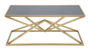 Tavolo da Caffé Piramid 110x60x45 cm in Ferro e Vetro Oro e Nero-3