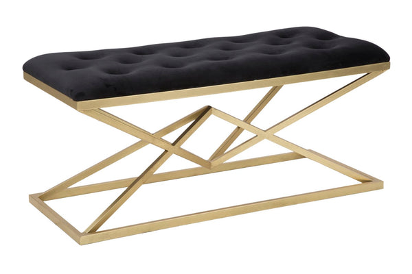 Banc Pyramide 100x40x45 cm en Fer Doré et Noir et Éponge et Polyester sconto