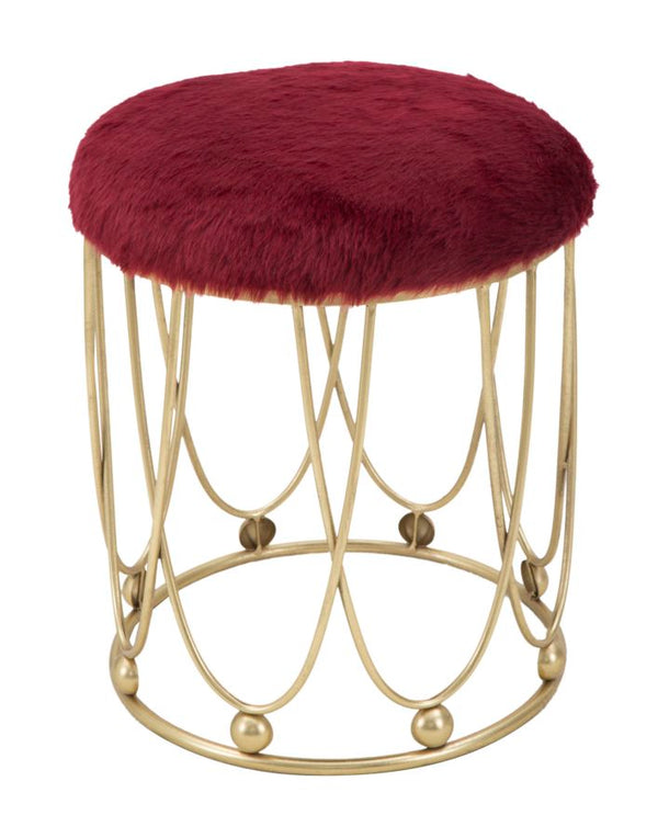 Tabouret Amélie Bordeaux Ø40,5x46,5 cm en Fer et Éponge et Polyester Bordeaux et Doré online