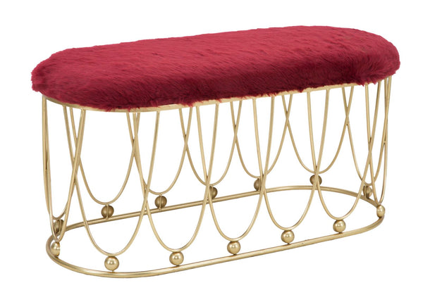 prezzo Banc Amelie Bordeaux 91,5x40,5x46 cm en Fer et Eponge et Polyester Bordeaux et Doré