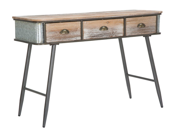 online Console Bronxs 118x45,5x80,5 cm en fer et bois de sapin noir et gris