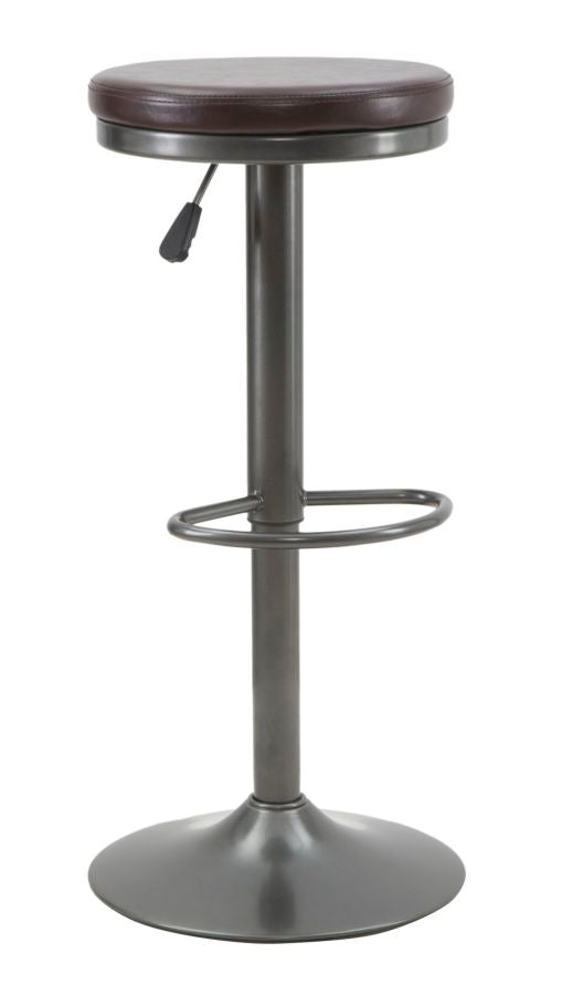 Tabouret Rembourré Rond Ø38x60-82 cm en Fer et Éponge et PU Marron et Gris online