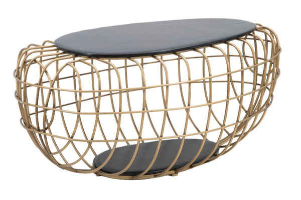 Table Basse Gold Spider 119x75x55 cm en Fer et MDF et PU Noir et Or prezzo