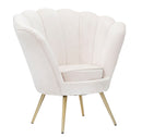 Poltrona Vienna Crema 85x76x88 cm Spugna e Tessuto e Metallo Bianco e Oro-1