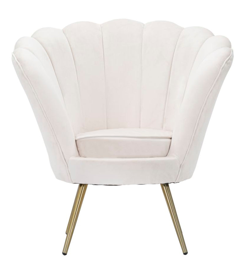 Poltrona Vienna Crema 85x76x88 cm Spugna e Tessuto e Metallo Bianco e Oro-2